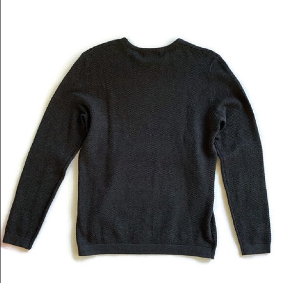 M Zara Man Waffle Weave Sweater Crew neck Gray - Picture 3 of 4